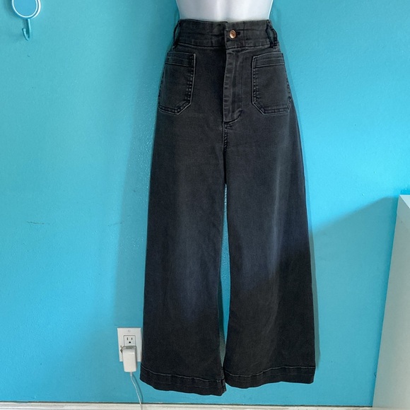 Pilcro Anthropologie The Day Tripper Womens Denim Wide Leg Crop Pants Size 29 - Picture 2 of 14